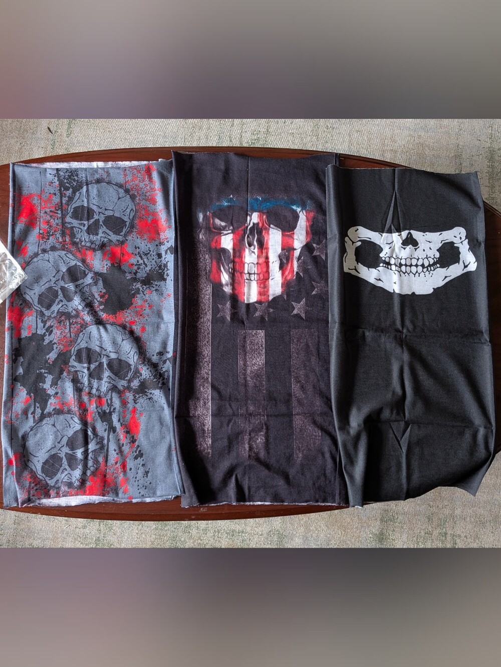 BNIP Set Of 3 Vintage Men's Black Skull Graphic Neck Gaitors